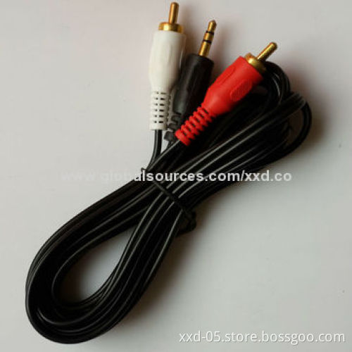 Gold Plated 3.5mm to 2 RCA Cable 1.5m 3m 5m 10m with ROHS PVC Jacket and Bare Copper CoreNew